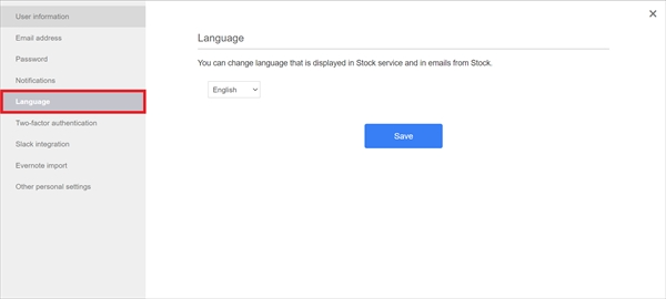 How to change language settings on Stock_2
