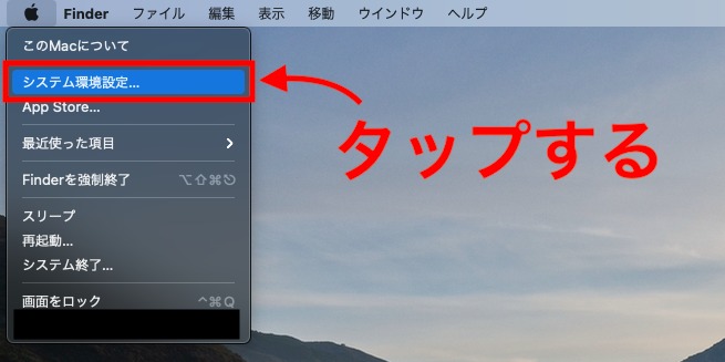 システム環境設定を開く画面