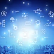 青背景　都市　ビジネスアイコン