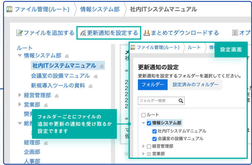 Garoon(ガルーン)のファイル管理機能の紹介画面