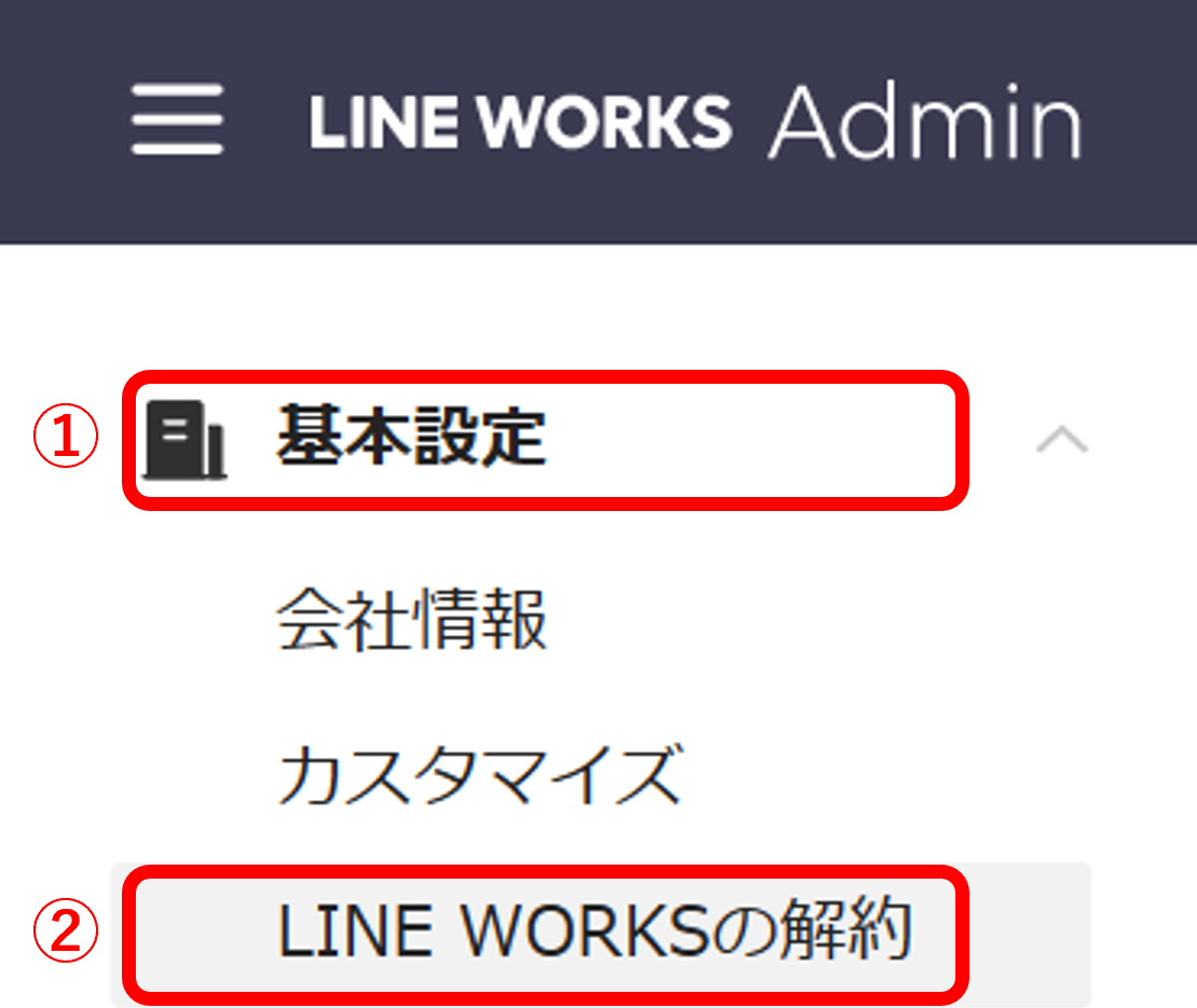 最高管理者以外の全メンバーを削除する手順1