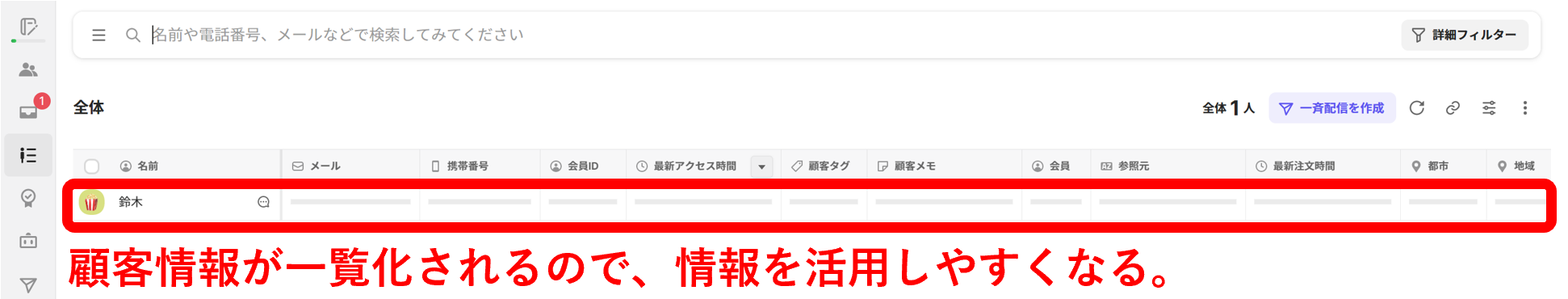 チャネルトークの顧客管理画面
