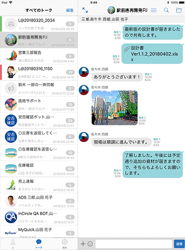 InCircleのチャット画面