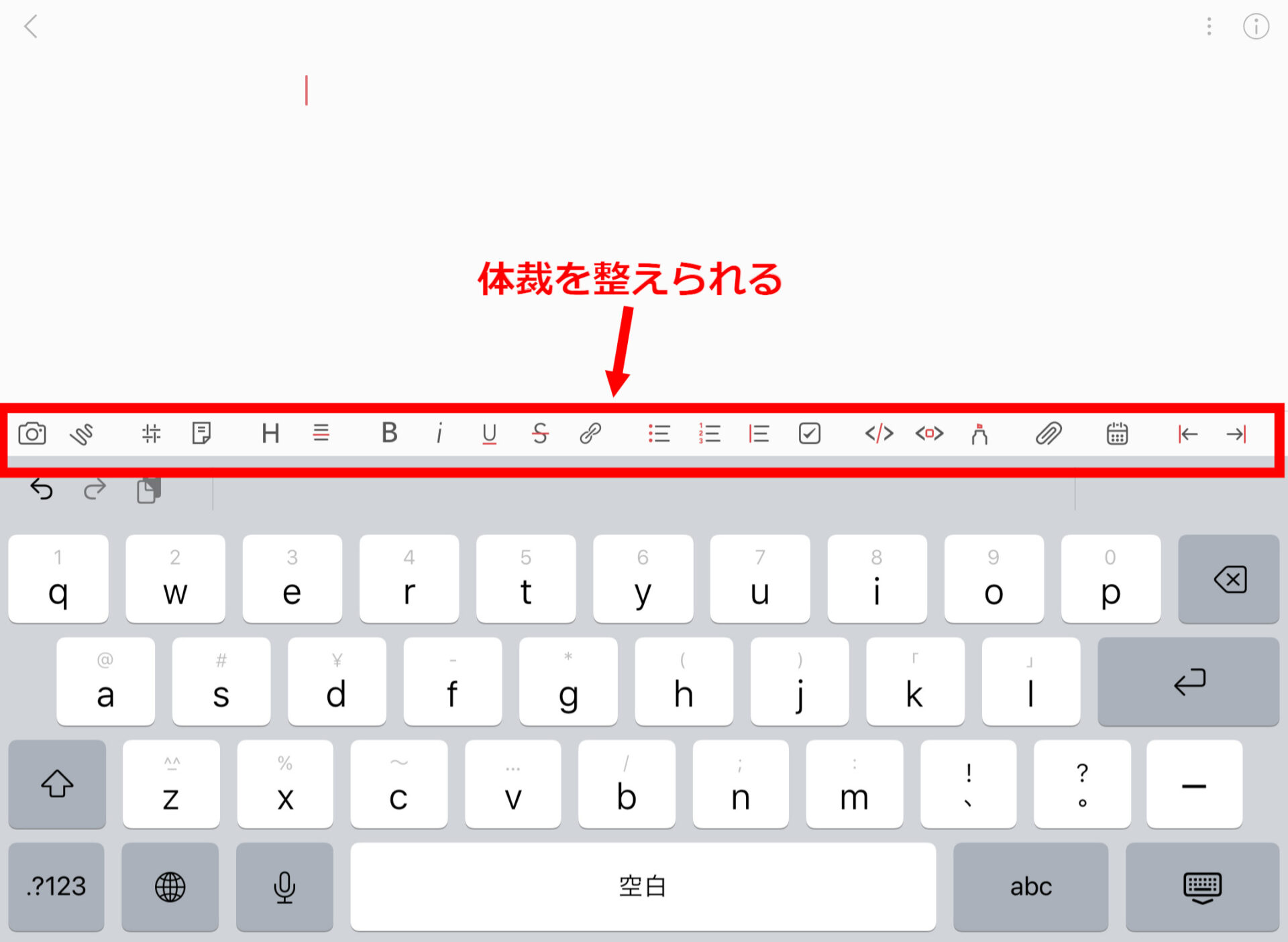 Bearのメモの体裁を整える編集画面